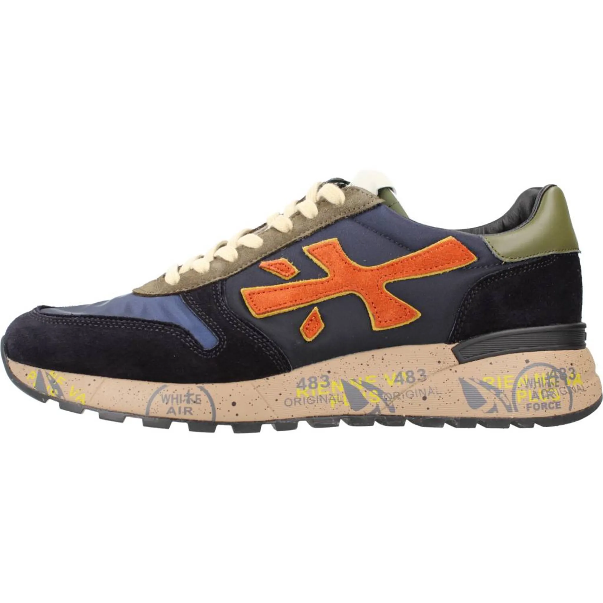 Sneakers Premiata Uomo Camoscio Blu Dettagli Verdi Art MICK 6419