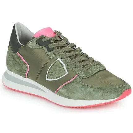 Sneaker Donna Philippe Model Tropez TZLD  Verde Militare con inserti Rosa Fluo mod. TZLD WN29