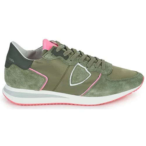 Sneaker Donna Philippe Model Tropez TZLD  Verde Militare con inserti Rosa Fluo mod. TZLD WN29, foto 2 di 5