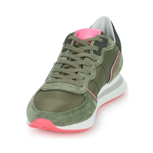 Sneaker Donna Philippe Model Tropez TZLD  Verde Militare con inserti Rosa Fluo mod. TZLD WN29, foto 3 di 5