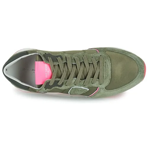 Sneaker Donna Philippe Model Tropez TZLD  Verde Militare con inserti Rosa Fluo mod. TZLD WN29, foto 5 di 5