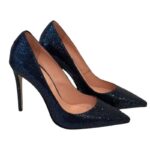 Escarpins femme Anna F à paillettes bleues et talon de 10 cm art. 1394