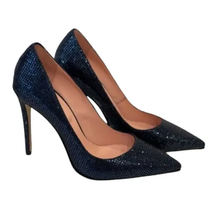 Decolletè Donna Anna F  in glitter Blu e tacco 10cm art. 1394, foto 1 di 3