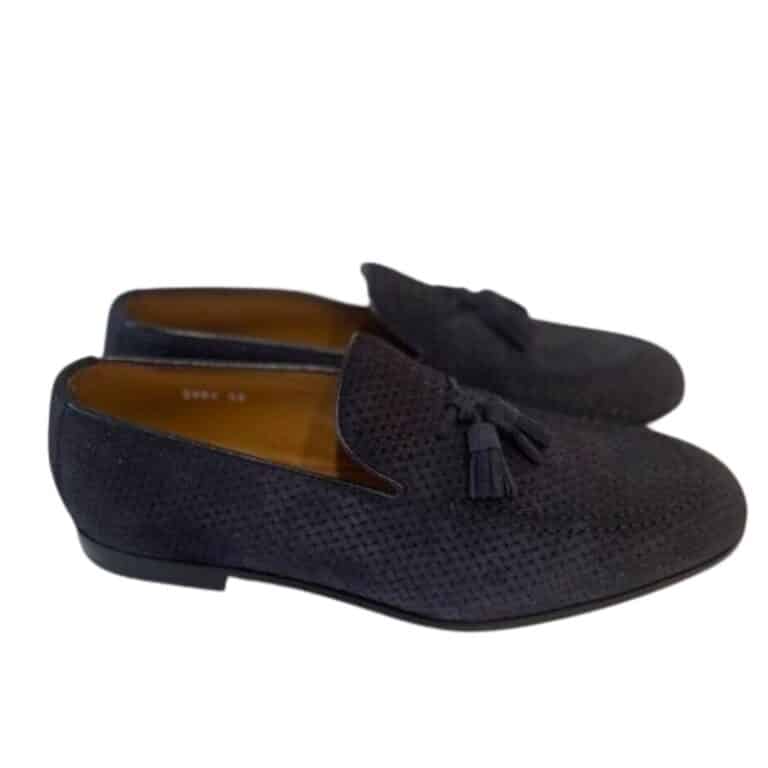 Mocassino Doucal's Uomo In Pelle Intrecciata Blu Con Nappine Art. 2984 1 768x768