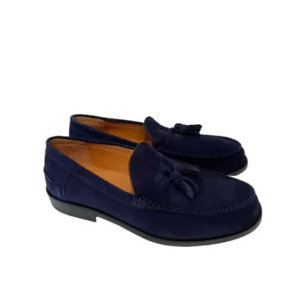Moccassino Uomo Mengoni Blu scamosciato con nappine art. 5018