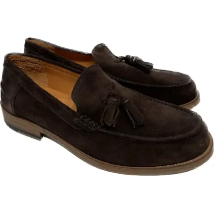 Moccassino Uomo Mengoni Testa di Moro scamosciato con nappine art. 5018