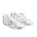 Sneaker Donna Philippe Model Paris PRLD  Bianca con Spoiler Pitonato Fucsia mod. PRLD VA07