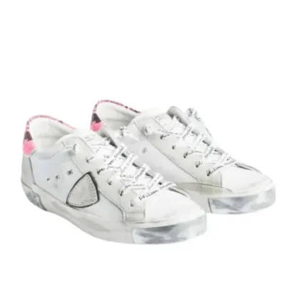 Sneaker Donna Philippe Model Paris PRLD  Bianca con Spoiler Pitonato Fucsia mod. PRLD VA07