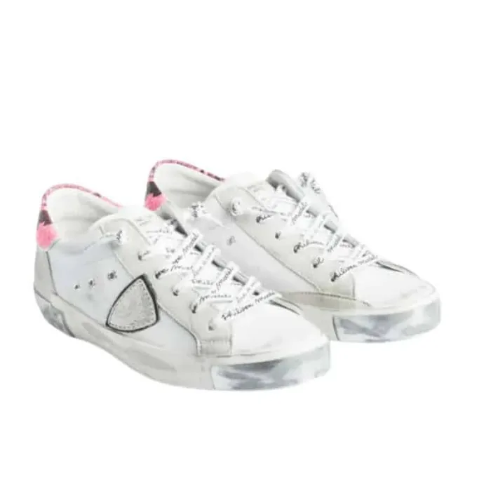 Sneaker Donna Philippe Model Paris PRLD  Bianca con Spoiler Pitonato Fucsia mod. PRLD VA07, foto 1 di 5