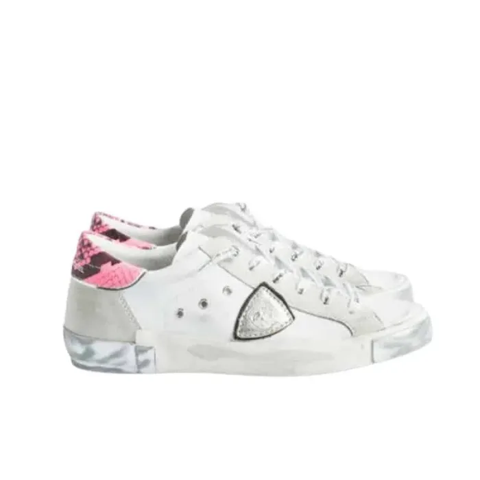 Sneaker Donna Philippe Model Paris PRLD  Bianca con Spoiler Pitonato Fucsia mod. PRLD VA07, foto 2 di 5