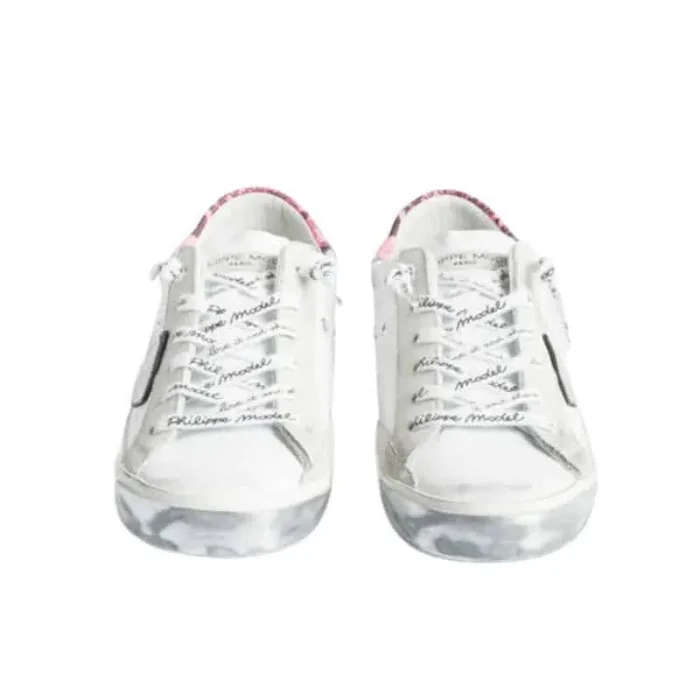 Sneaker Donna Philippe Model Paris PRLD  Bianca con Spoiler Pitonato Fucsia mod. PRLD VA07, foto 3 di 5