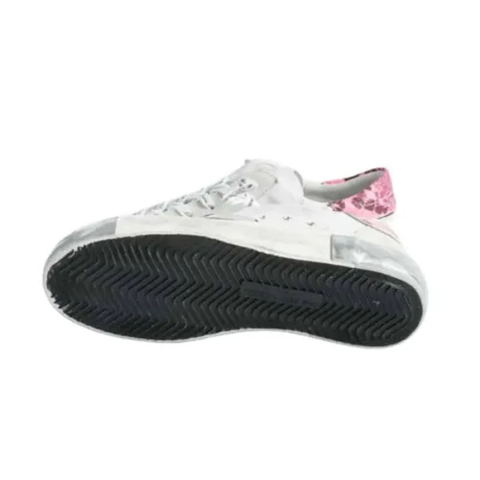 Sneaker Donna Philippe Model Paris PRLD  Bianca con Spoiler Pitonato Fucsia mod. PRLD VA07, foto 5 di 5