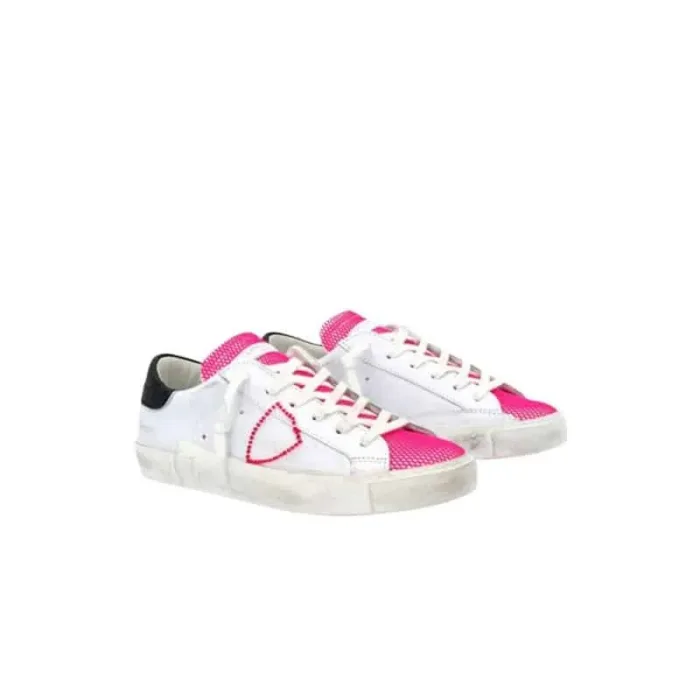 Sneaker Donna Philippe Model Paris PRLD  Bianca con rete Fucsia mod. PRLD VBN1, foto 2 di 5