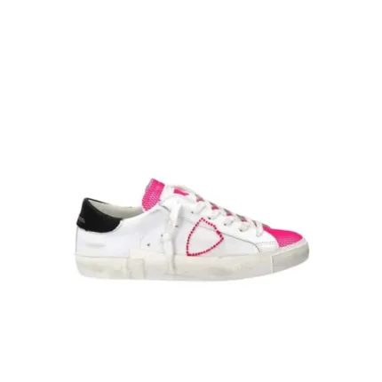 Sneaker Donna Philippe Model Paris PRLD  Bianca con rete Fucsia mod. PRLD VBN1