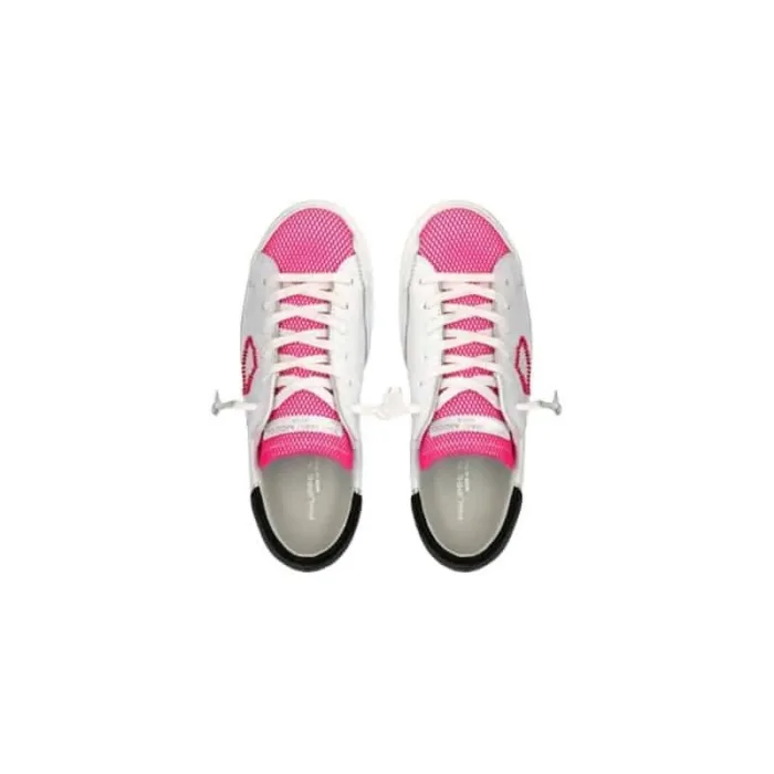 Sneaker Donna Philippe Model Paris PRLD  Bianca con rete Fucsia mod. PRLD VBN1, foto 4 di 5