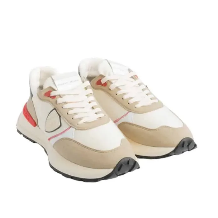 Sneaker Uomo Philippe Model Antibes ATLU Bianca con inserti Beige e Rosso mod. ATLU WP02, foto 2 di 4