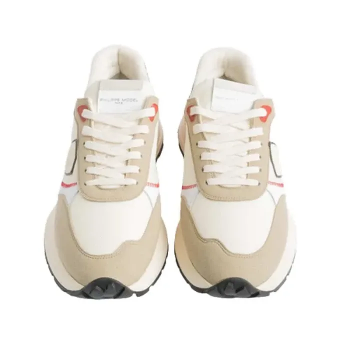 Sneaker Uomo Philippe Model Antibes ATLU Bianca con inserti Beige e Rosso mod. ATLU WP02, foto 4 di 4