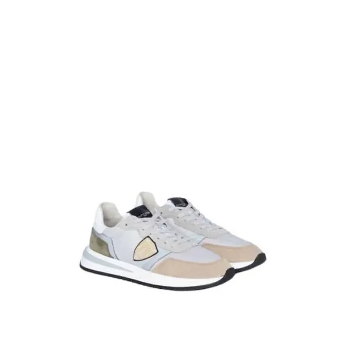 Sneaker Uomo Philippe Model New Tropez 2.1 TYLU Beige e verde in camoscio con perfilo Argento mod. TYLU W003, foto 2 di 5