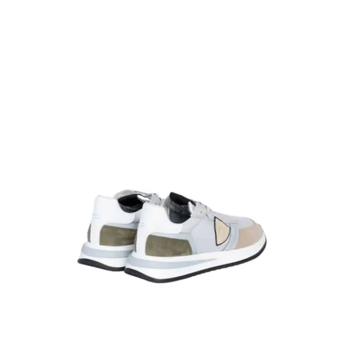 Sneaker Uomo Philippe Model New Tropez 2.1 TYLU Beige e verde in camoscio con perfilo Argento mod. TYLU W003, foto 3 di 5