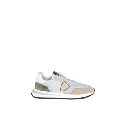 Sneaker Uomo Philippe Model New Tropez 2.1 TYLU Beige e verde in camoscio con perfilo Argento mod. TYLU W003
