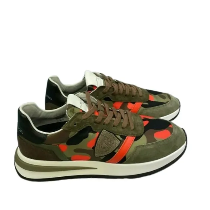Sneaker Uomo Philippe Model New Tropez 2.1 TYLU Camouflage Verde e Arancione mod. TYLU CP01, foto 2 di 3