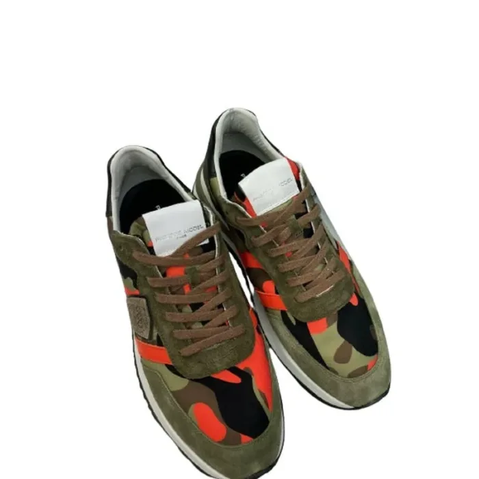 Sneaker Uomo Philippe Model New Tropez 2.1 TYLU Camouflage Verde e Arancione mod. TYLU CP01, foto 3 di 3