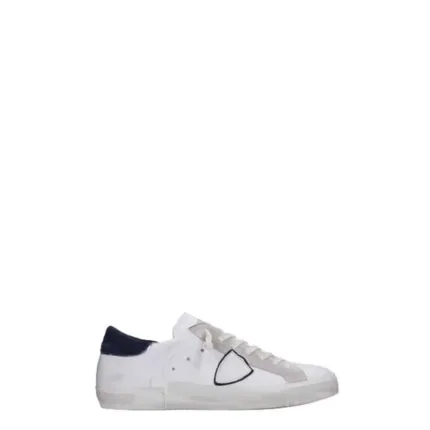 Sneaker Uomo Philippe Model Paris PRSX in pelle e camoscio Bianca con Spoiler Blu Scuro e perfilo Argento mod. PRLU VX22