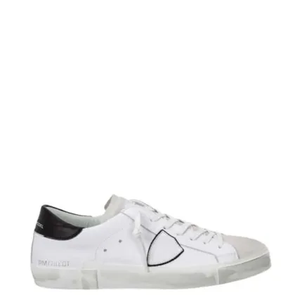 Sneaker Uomo Philippe Model Paris PRSX in pelle e camoscio Bianca con Spoiler Nero e perfilo Argento mod. PRLU 1011