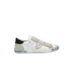 Sneaker Uomo Philippe Model Paris PRSX in pelle e camoscio Bianca con Spoiler Nero e perfilo Argento mod. PRLU MA02