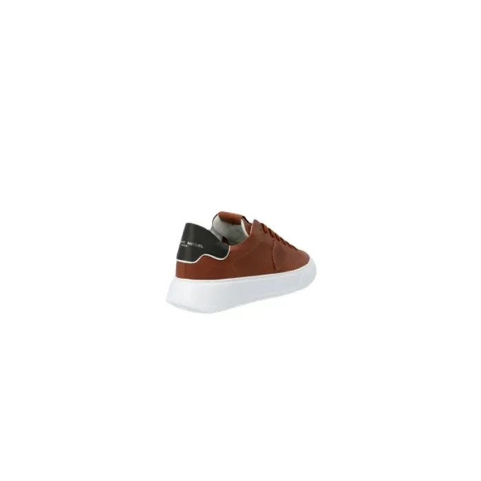 Sneaker Uomo Philippe Model Temple in pelle martellata Cognac con Spoiler Nero mod. BTLU WW01, foto 4 di 4