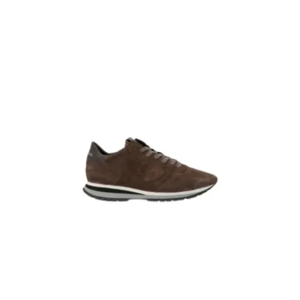 Sneaker Uomo Philippe Model Tropez TRPX in camoscio Marrone con Spoiler Marrone in pelle mod. TZLU DR02