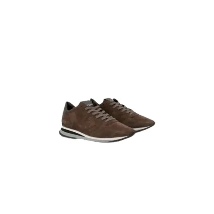 Sneaker Uomo Philippe Model Tropez TRPX in camoscio Marrone con Spoiler Marrone in pelle mod. TZLU DR02, foto 2 di 4