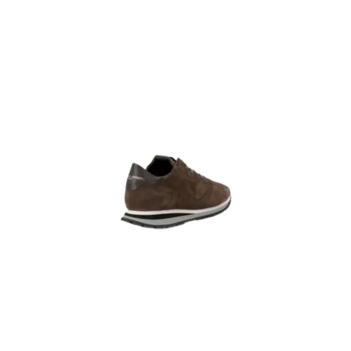 Sneaker Uomo Philippe Model Tropez TRPX in camoscio Marrone con Spoiler Marrone in pelle mod. TZLU DR02, foto 3 di 4