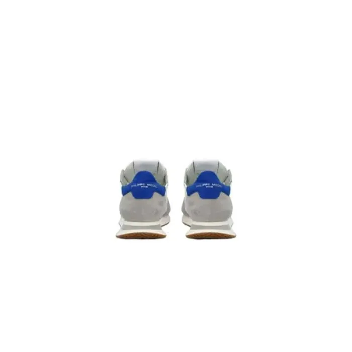 Sneaker Uomo Philippe Model Tropez TRPX in camoscio e tessuto Bianca e Grigia con Spoiler Blu in pelle mod. TZLU W056, foto 2 di 4