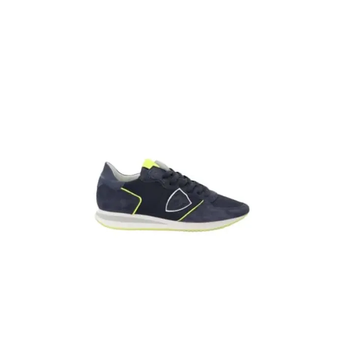 Sneaker Uomo Philippe Model Tropez TRPX in camoscio e tessuto Blu con Spoiler Blu in pelle e inserti Giallo Fluo mod. TZLU WN26, foto 1 di 5