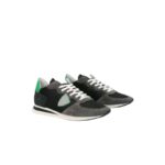 Sneaker Uomo Philippe Model Tropez TRPX in camoscio e tessuto Nera con Spoiler Verde in pelle mod. TZLU W081 - immagine 2