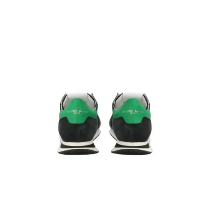 Sneaker Uomo Philippe Model Tropez TRPX in camoscio e tessuto Nera con Spoiler Verde in pelle mod. TZLU W081, foto 4 di 4