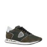 Sneaker Uomo Philippe Model Tropez TRPX in camoscio e tessuto Verde Militare con Spoiler Bianco in pelle e inserti Camouflage mod. TZLU GC02 - immagine 4