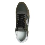 Sneaker Uomo Philippe Model Tropez TRPX in camoscio e tessuto Verde Militare con Spoiler Bianco in pelle e inserti Camouflage mod. TZLU GC02 - immagine 2