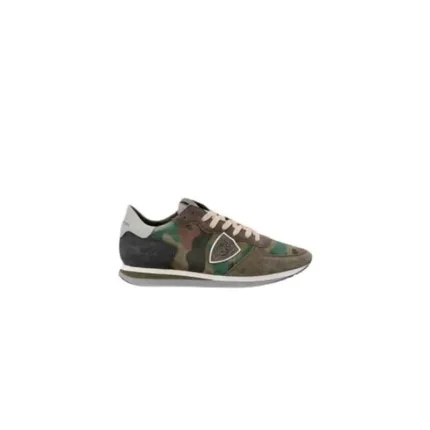 Sneaker Uomo Philippe Model Tropez TRPX in pelle Camouflage Verde con Spoiler Grigio mod. TZLU DC03