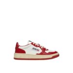 Sneaker Uomo autry Medalist Low in Pelle Bicolor Bianco/Rosso mod. AULM WB02