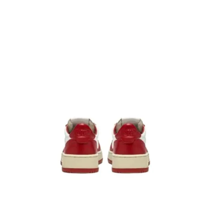 Sneaker Uomo autry Medalist Low in Pelle Bicolor Bianco/Rosso mod. AULM WB02, foto 3 di 4