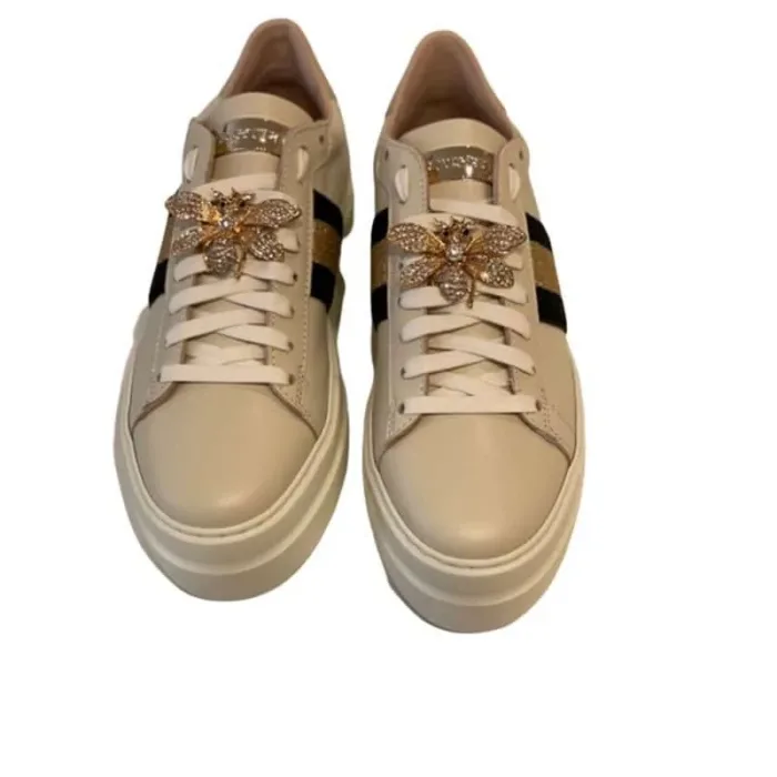 Sneakers Donna Stokton in Vitello Burro con Apina gioiello amovibile Altezza 5cm art. 836-D-, foto 2 di 2