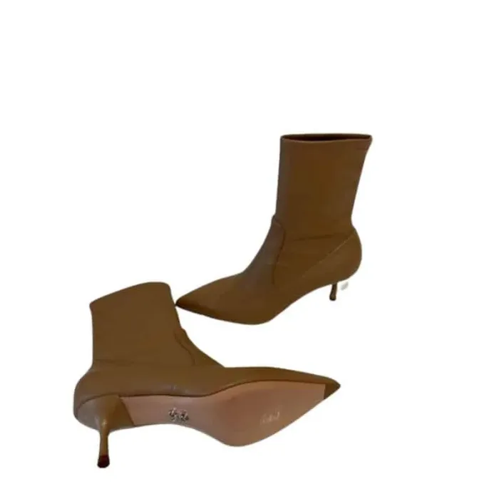 Stivaletto Donna Sergio Levantesi in Pelle Beige Supreme Capriolo e tacco 5cm art. CELIN, foto 2 di 3