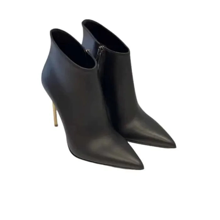 Stivaletto Tronchetto Donna Sergio Levantesi in Pelle Nera e tacco oro 10cm art. LUNA, foto 3 di 3