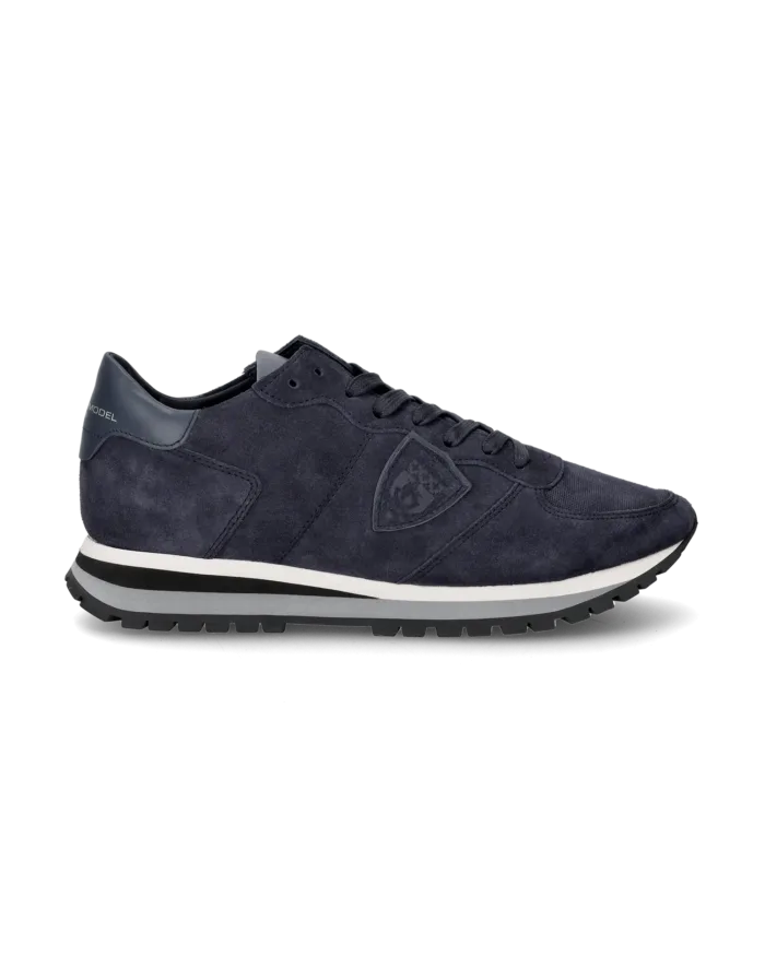 Sneaker Uomo Philippe Model Tropez TRPX in camoscio Blu con Spoiler Blu in pelle mod. TZLU DR05, foto 1 di 1