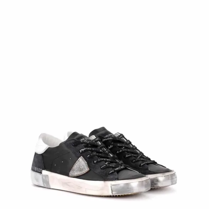 Sneaker Uomo Philippe Model Paris PRSX in pelle e camoscio Nero con Spoiler Bianco e perfilo Argento mod. PRLU MA01, foto 2 di 3