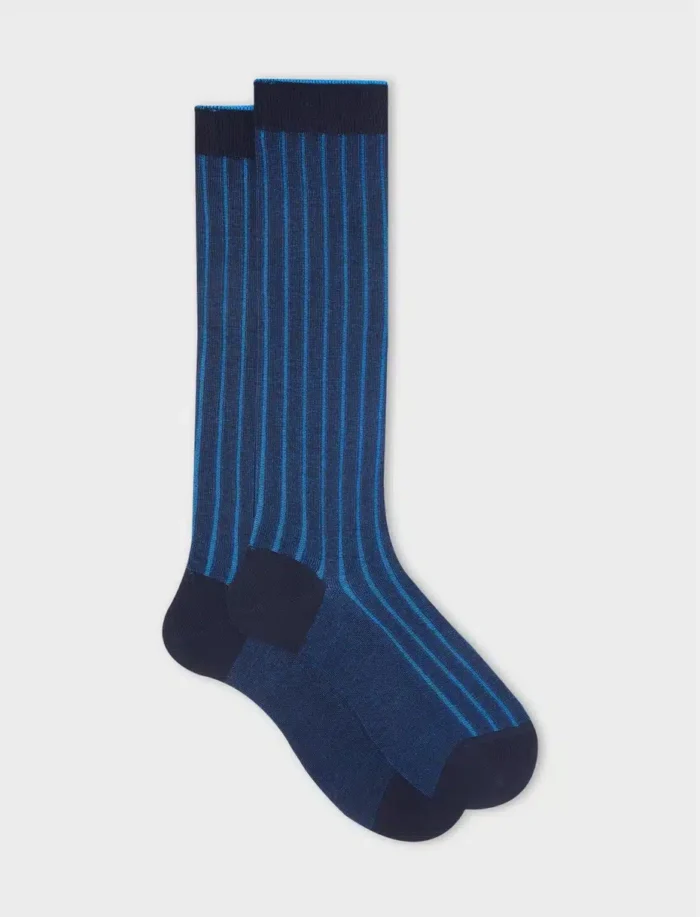 Calze lunghe uomo Gallo Taglia 40/42 cotone blu vanisé a coste larghe Copiativo Blu Mare AP103411 col.12693, foto 1 di 1