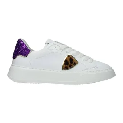 Sneaker Donna Philippe Model Temple BTLD  Bianca con Spoiler Viola Glitterato mod. BTLD VG03