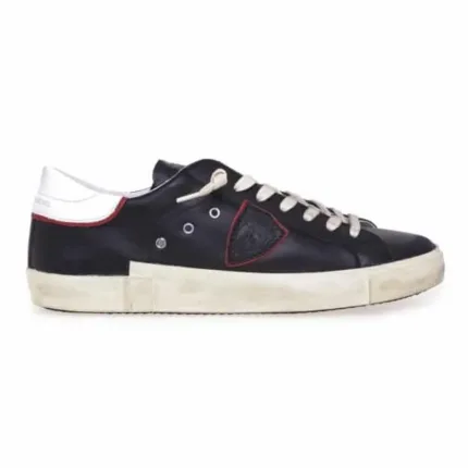 Sneaker Uomo Philippe Model Paris PRSX n pelle Nera con Spoiler Bianco e perfilo Rosso mod. PRLU V025